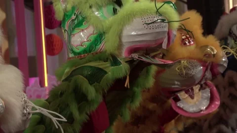 Chinese lions performing Stock Footage 250515144