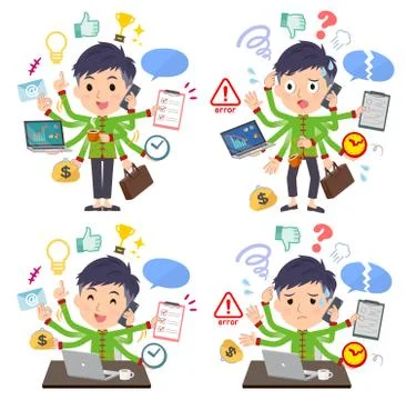 Chinese man mulch task Office Stock Illustration