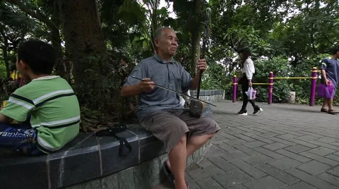 Chinese Man Playing Instrument Stock-Footage 43345402