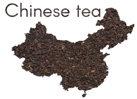 Chinese map shape made of  black tea leaves Stock Illustration