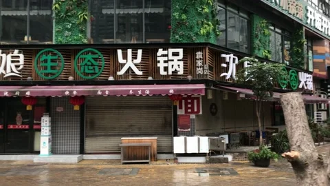 Chinese market closed in coronavirus lockdown Stock Footage