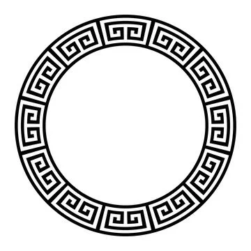 Chinese meander pattern, circle frame with Greek key pattern Stock Illustration