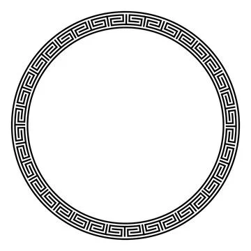 Chinese meander pattern, large circle frame and decorative border Stock Illustration