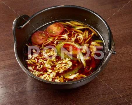 Chinese meat soup with vegetables Stock Photos