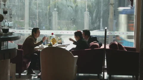 Chinese men at breakfast Stock Footage 44499928