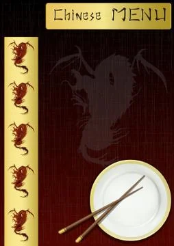 Chinese menu with red dragons Stock Illustration