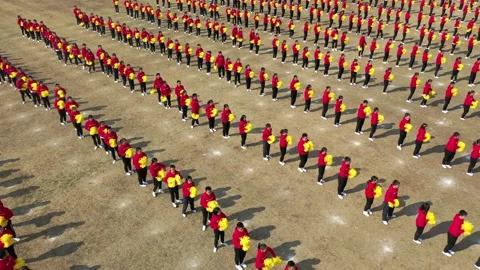 Chinese Middle School Large recess activities Stock Footage 155134947