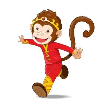Chinese Monkey isolated on white background Stock Illustration