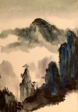Chinese mountain Stock Illustration