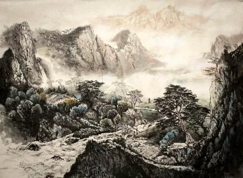 Chinese mountain landscape Illustrazione stock