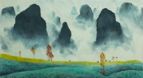 Chinese mountain landscape Illustrazione stock