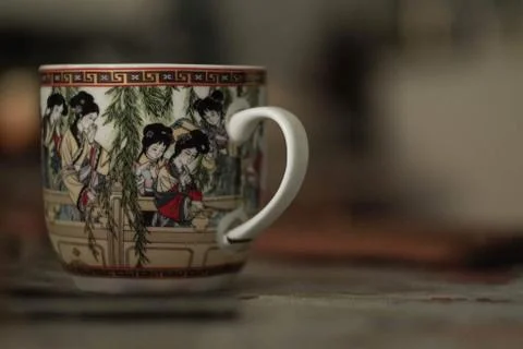 Chinese mug on the table Stock Photos