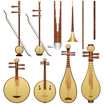 Chinese Music Instruments Stock Illustration
