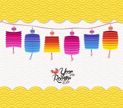 Chinese new year 2017 lantern pattern background 스톡 일러스트