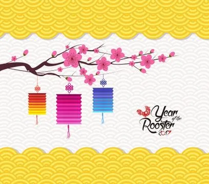 Chinese new year 2017 lantern pattern background Stock Illustration