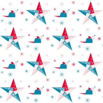 Chinese New year 2020 pattern rat, star origami Stock Illustration