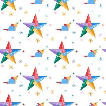 Chinese New year 2020 pattern rat, star origami Stock Illustration
