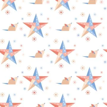 Chinese New year 2020 pattern rat, star origami Illustrazione stock