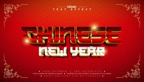 Chinese New Year 3D Text Effect Design Editable and Scalable Vector Graphic 스톡 일러스트