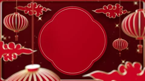 Chinese New Year, animated elements cut out of art paper, lanterns and Asian  Video stock 167980804