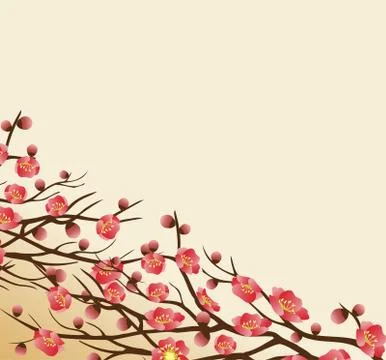 Chinese new year background blooming sakura branches Stock Illustration