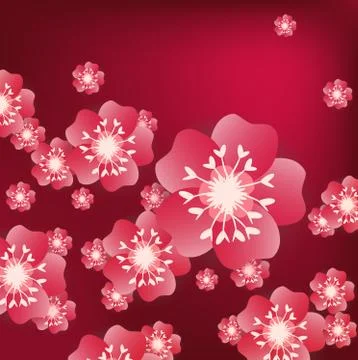 Chinese new year background blooming sakura branches Stock Illustration