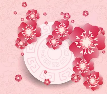 Chinese new year background blooming sakura branches Stock Illustration