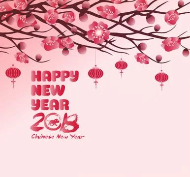 Chinese new year background blooming sakura branches Stock Illustration