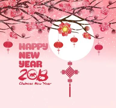 Chinese new year background blooming sakura branches Stock Illustration