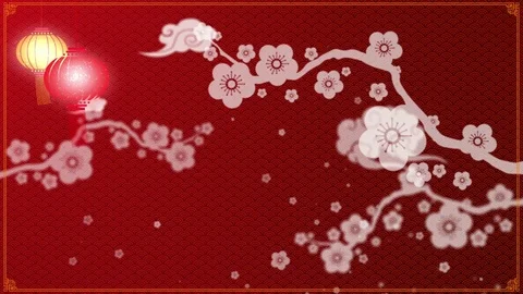 Chinese New Year background with cherry blossom Stock Footage 82271080