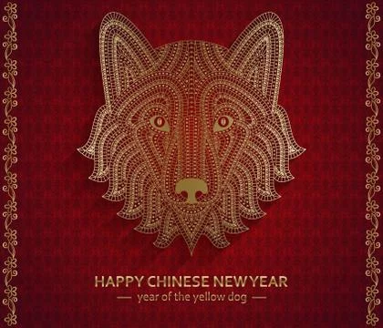 Chinese New Year background with creative stylized dog Stock Illustration