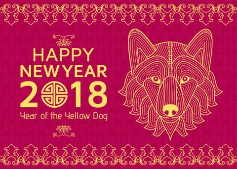 Chinese New Year background with creative stylized dog Stock Illustration