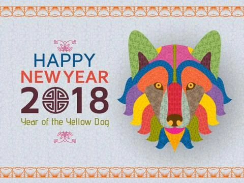 Chinese New Year background with creative stylized dog Stock Illustration