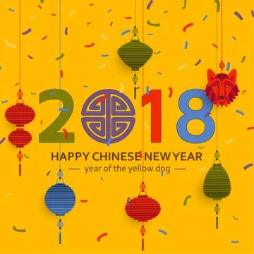 Chinese New Year background with creative stylized dog Stock Illustration
