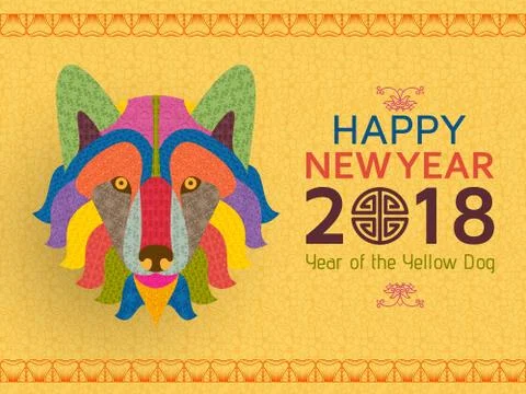 Chinese New Year background with creative stylized dog Stock Illustration