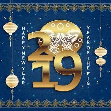 Chinese New Year background with creative stylized pig Stock Illustration