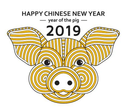 Chinese New Year background with creative stylized pig Stock Illustration