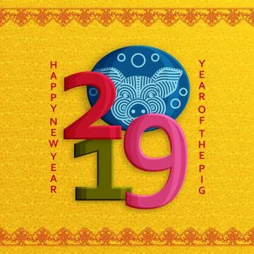 Chinese New Year background with creative stylized pig Stock Illustration