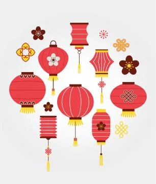 Chinese New Year background with lanterns Stock Illustration