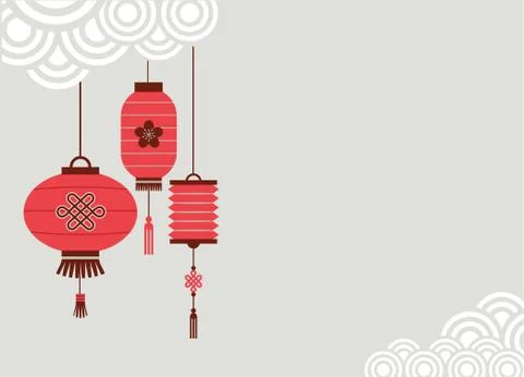 Chinese New Year background with lanterns Stock Illustration