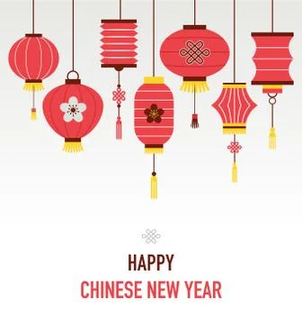 Chinese New Year background with lanterns Stock Illustration