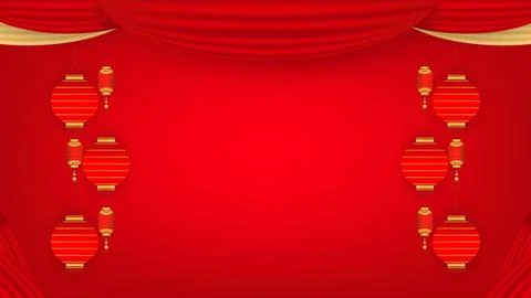Chinese new year background vector with realistic 3d lectern Illustrazione stock
