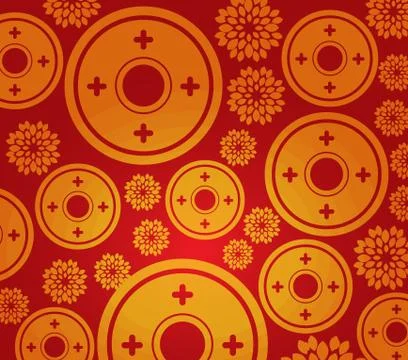 Chinese new year coin pattern background Stock Illustration
