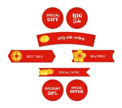 Chinese new year design elements. Chinese tags for sale Stock Illustration