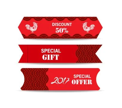 Chinese new year design elements. Chinese tags for sale Stock Illustration