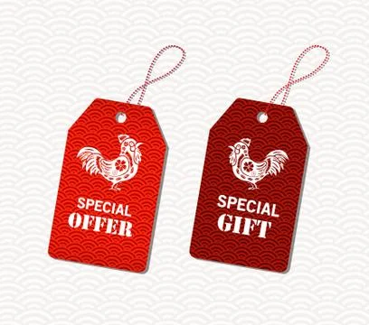 Chinese new year design elements. Chinese tags for sale Stock Illustration