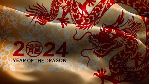 Chinese New Year Of The Dragon 2024 Flag Stock Video Pond5   Chinese New Year Dragon 2024 Footage 256533978 Iconl 