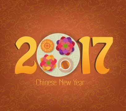 Chinese New Year Element, Blooming Flower Design Stock Illustration