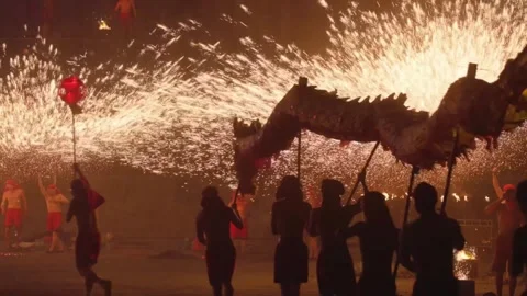Chinese New Year Folk Performance Dragon Iron Art Stock-Footage 337828546