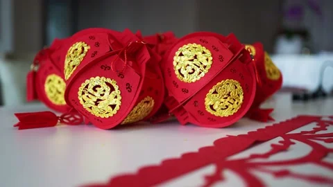 Chinese new year lantern on table Video stock 172050755